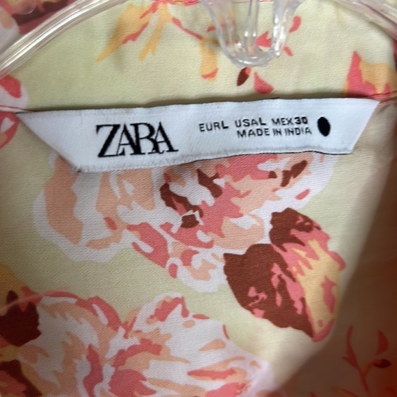 Zara Silia embroidered silky boho floral button down long sleeve beach large - Picture 6 of 7